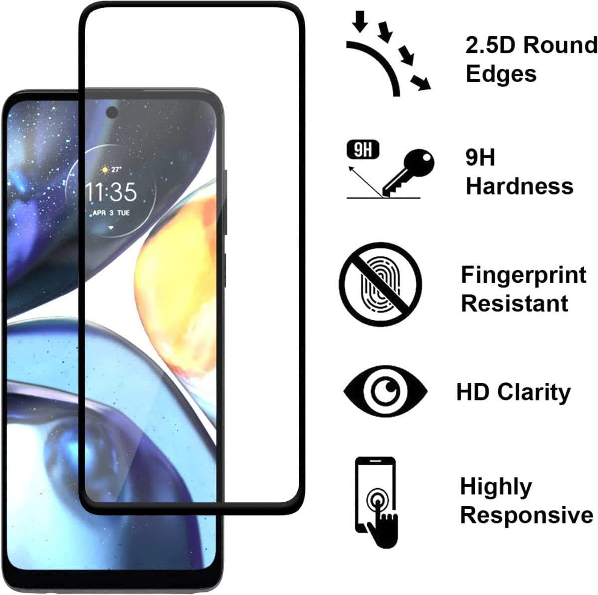Motorola Moto E40 Screen Protector 0.3mm Arc Edge Tempered Glass afbeelding 2