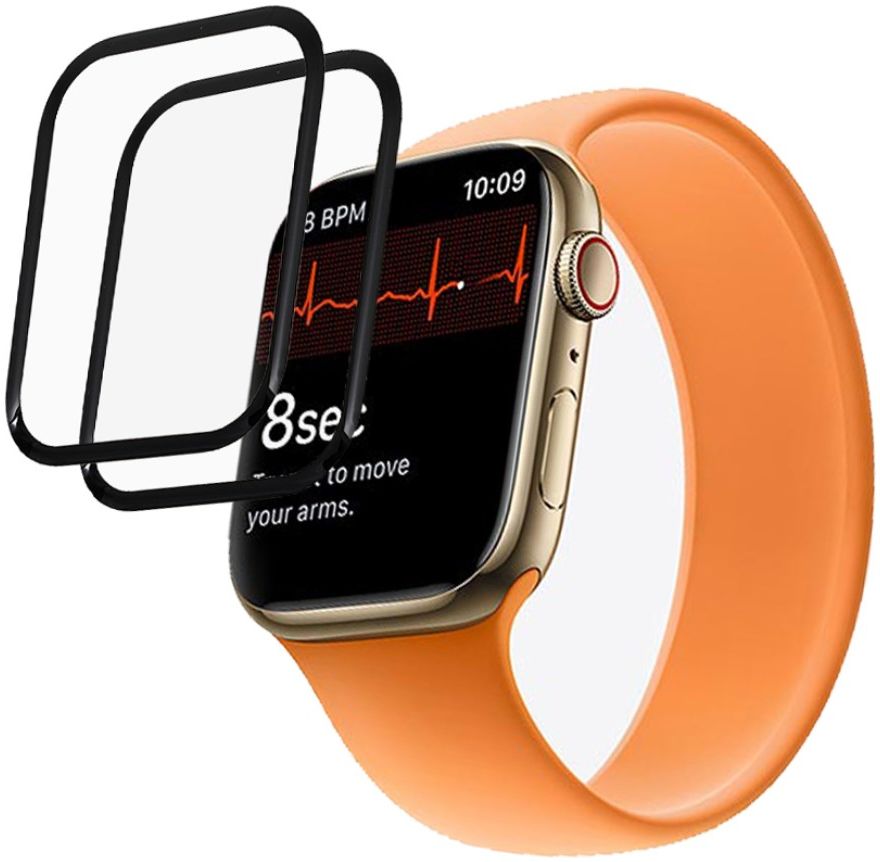 Apple Watch 7 / 8 / 9 45MM Screenprotector - 3D Folie - Zwart (2-Pack) afbeelding 1
