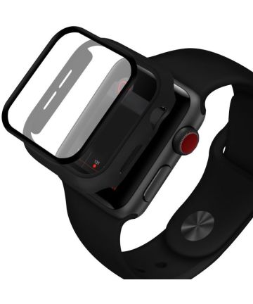 Apple Watch 7/8 45MM Hoesje Plastic Bumper met Tempered Glass Zwart Cases