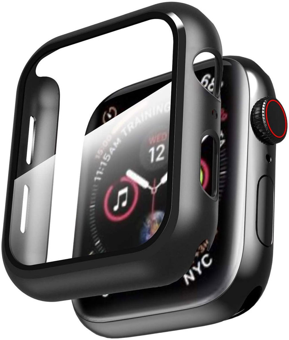 Apple Watch 7/8 45MM Hoesje Plastic Bumper met Tempered Glass Zwart afbeelding 4