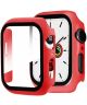 Apple Watch 7/8 45MM Hoesje Plastic Bumper met Tempered Glass Rood