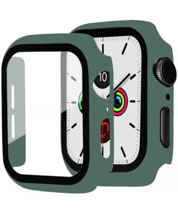 Apple Watch 7/8/9 45MM Hoesje met Tempered Glass - Plastic Bumper - Groen Cases