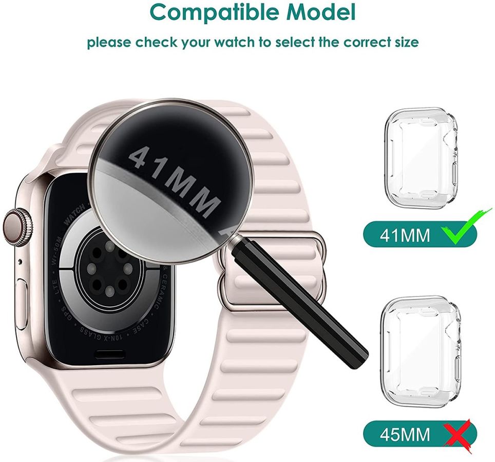 Apple Watch 7/8/9 41MM Hoesje - CaseFull Protect TPU Hard Plastic - Transparant afbeelding 7