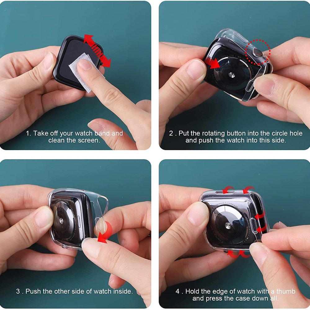 Apple Watch 7/8/9 41MM Hoesje - CaseFull Protect TPU Hard Plastic - Transparant afbeelding 9