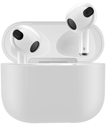 Apple AirPods 3 Flexibel Zacht Siliconen Hoesje Wit Hoesjes