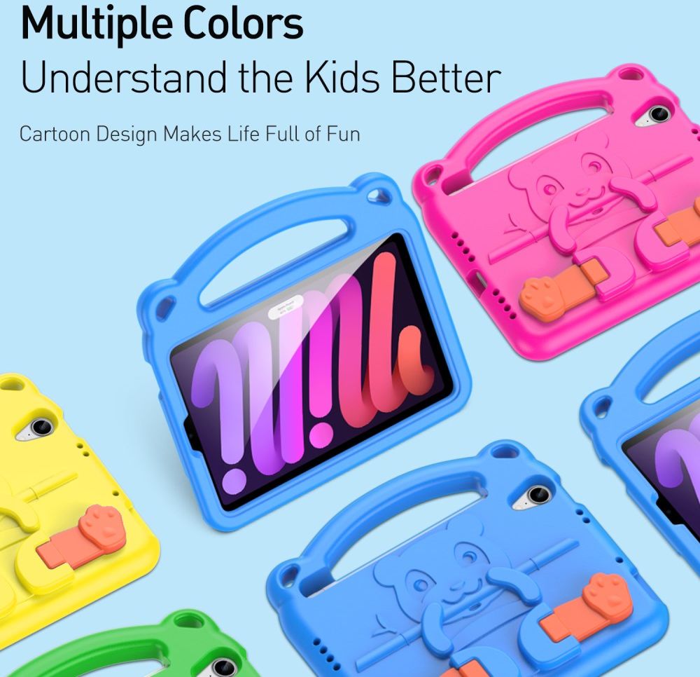 Dux Ducis Panda Apple iPad Mini 6 Kinder Tablethoes met Handvat Geel afbeelding 5