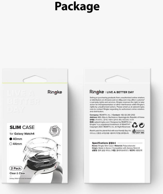 Ringke Slim - Samsung Galaxy Watch 4 40MM Hoesje (2P) - Transparant Wit afbeelding 12