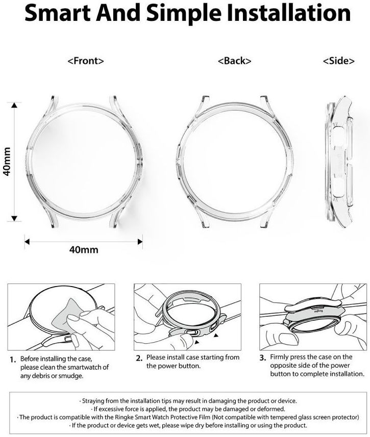 Ringke Slim - Samsung Galaxy Watch 4 40MM Hoesje (2P) - Transparant Wit afbeelding 11