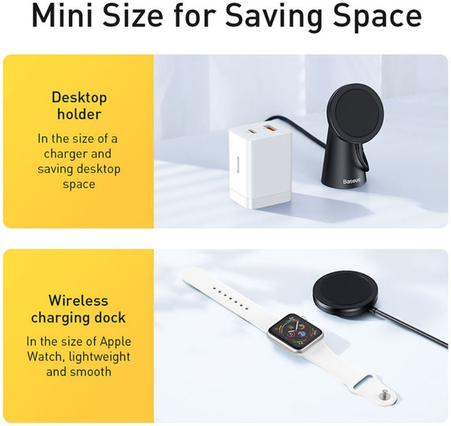 Baseus Simple 15W Draadloze Oplader voor Apple MagSafe met Stand Zwart afbeelding 10