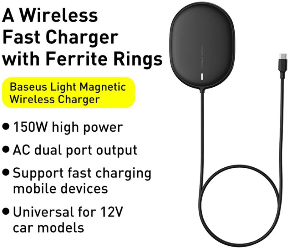 Baseus Light Magnetic Draadloze Oplader voor MagSafe Zwart afbeelding 7