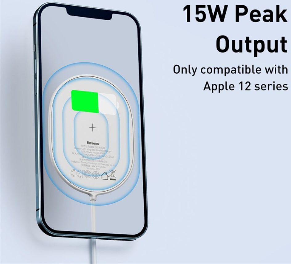 Baseus Light Magnetic Draadloze Oplader voor MagSafe Wit afbeelding 12