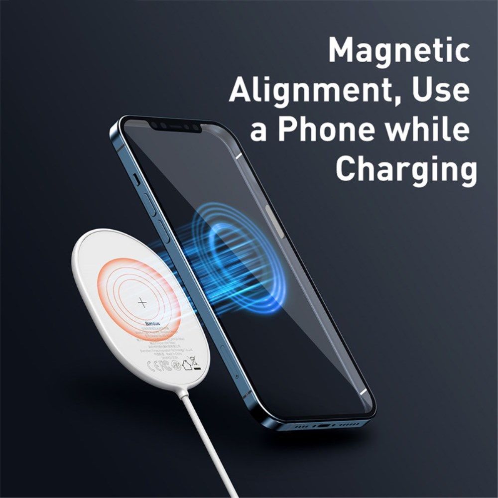 Baseus Light Magnetic Draadloze Oplader voor MagSafe Wit afbeelding 9