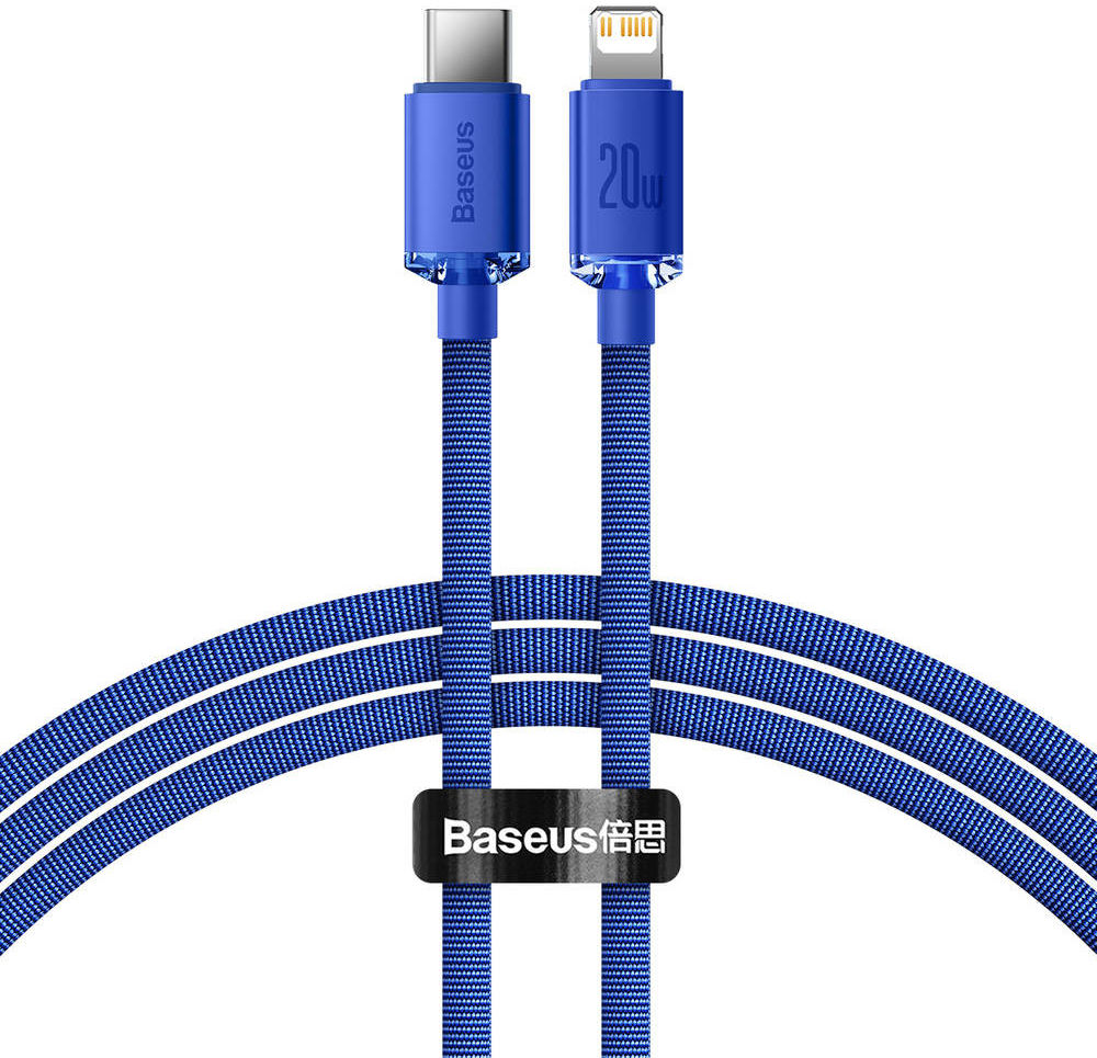 Baseus Crystal Series USB-C naar Apple Lightning Kabel 20W 1.2M Blauw afbeelding 1