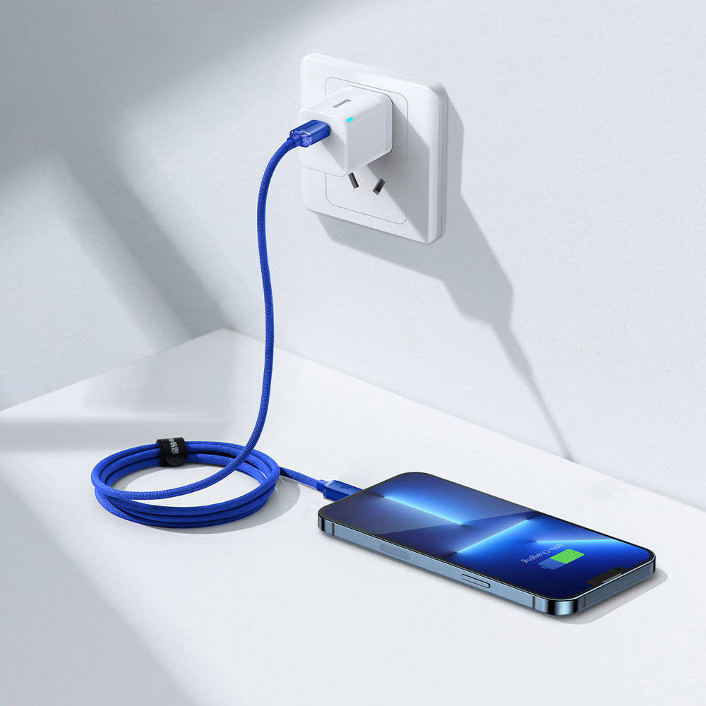 Baseus Crystal Series USB-C naar Apple Lightning Kabel 20W 1.2M Blauw afbeelding 10