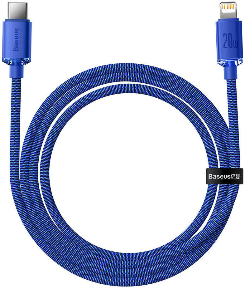 Baseus Crystal Series USB-C naar Apple Lightning Kabel 20W 1.2M Blauw afbeelding 4