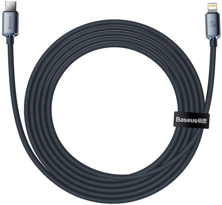 Baseus Crystal Series USB-C naar Apple Lightning Kabel 20W 2M Zwart afbeelding 4