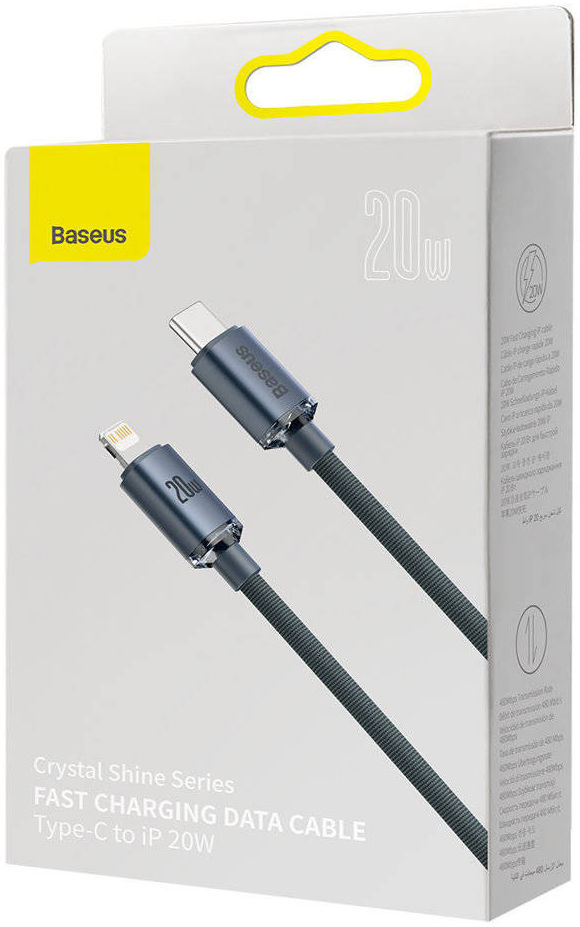 Baseus Crystal Series USB-C naar Apple Lightning Kabel 20W 2M Zwart afbeelding 5