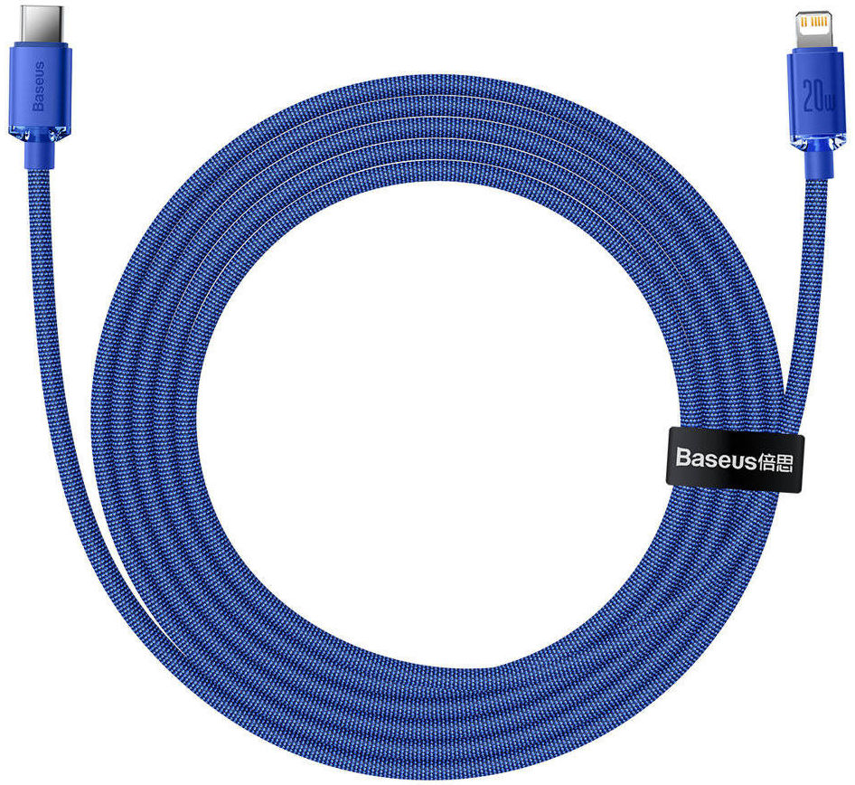 Baseus Crystal Series USB-C naar Apple Lightning Kabel 20W 2M Blauw afbeelding 4