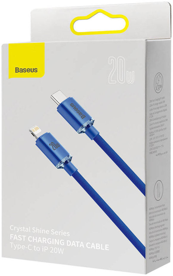 Baseus Crystal Series USB-C naar Apple Lightning Kabel 20W 2M Blauw afbeelding 5