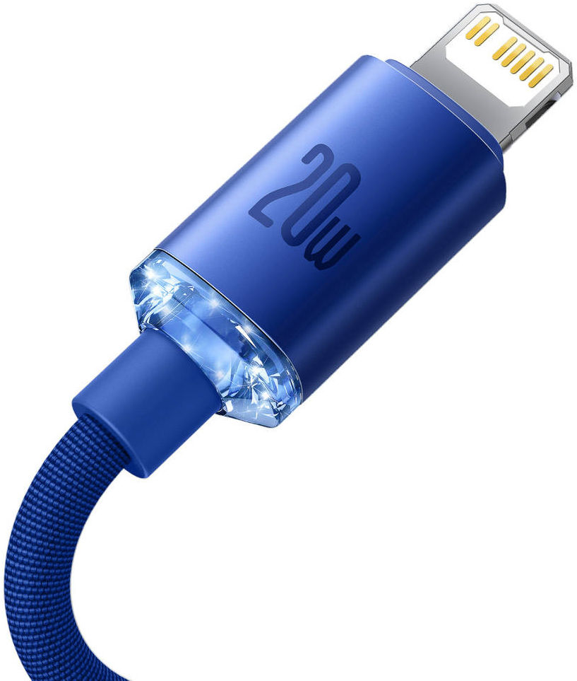 Baseus Crystal Series USB-C naar Apple Lightning Kabel 20W 2M Blauw afbeelding 7