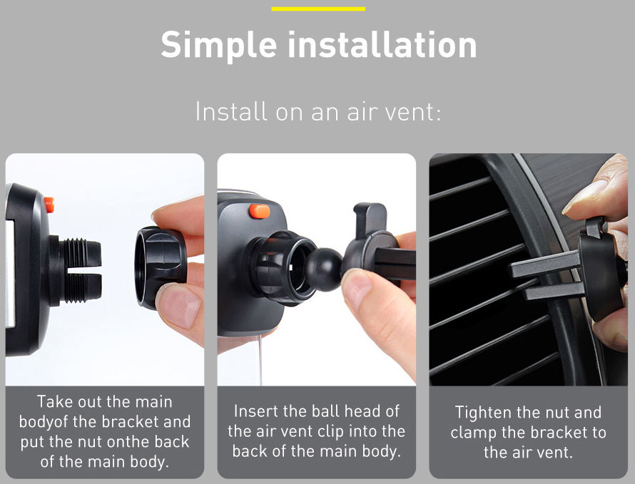 Baseus Easy Control Telefoonhouder Auto voor Ventilatierooster Zilver afbeelding 12