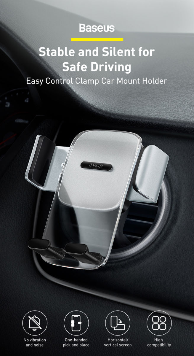 Baseus Easy Control Telefoonhouder Auto Rond Ventilatierooster Zwart afbeelding 10