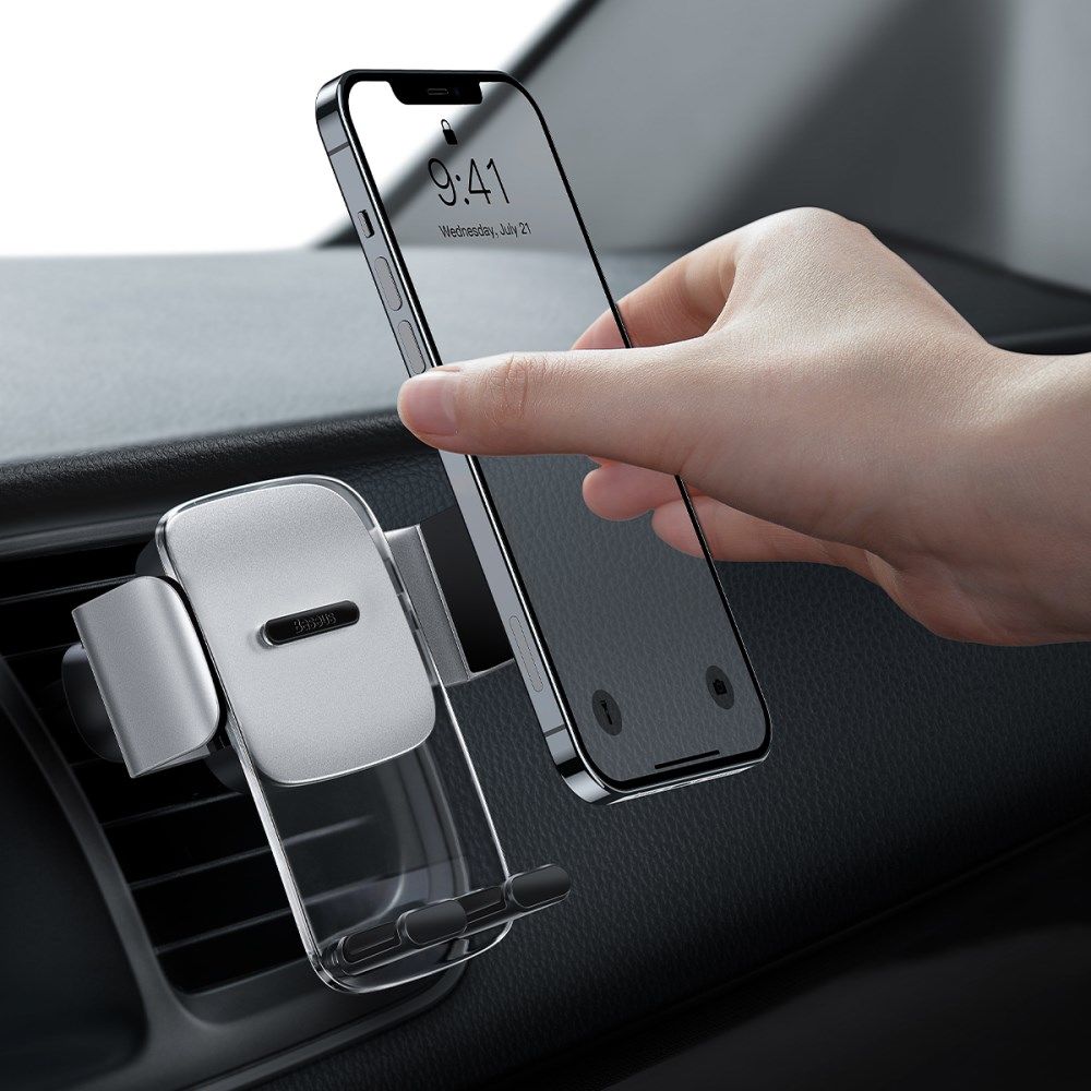 Baseus Telefoonhouder Auto Dashboard/Ventilatierooster Zilver afbeelding 1