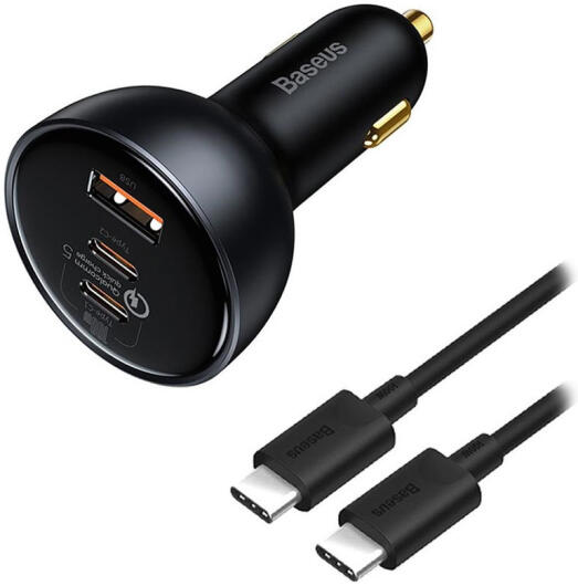 Baseus USB-A / USB-C Autolader 160W + USB-C naar USB-C 100W 1M Kabel afbeelding 1