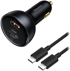 Baseus USB-A / USB-C Autolader 160W + USB-C naar USB-C 100W 1M Kabel afbeelding