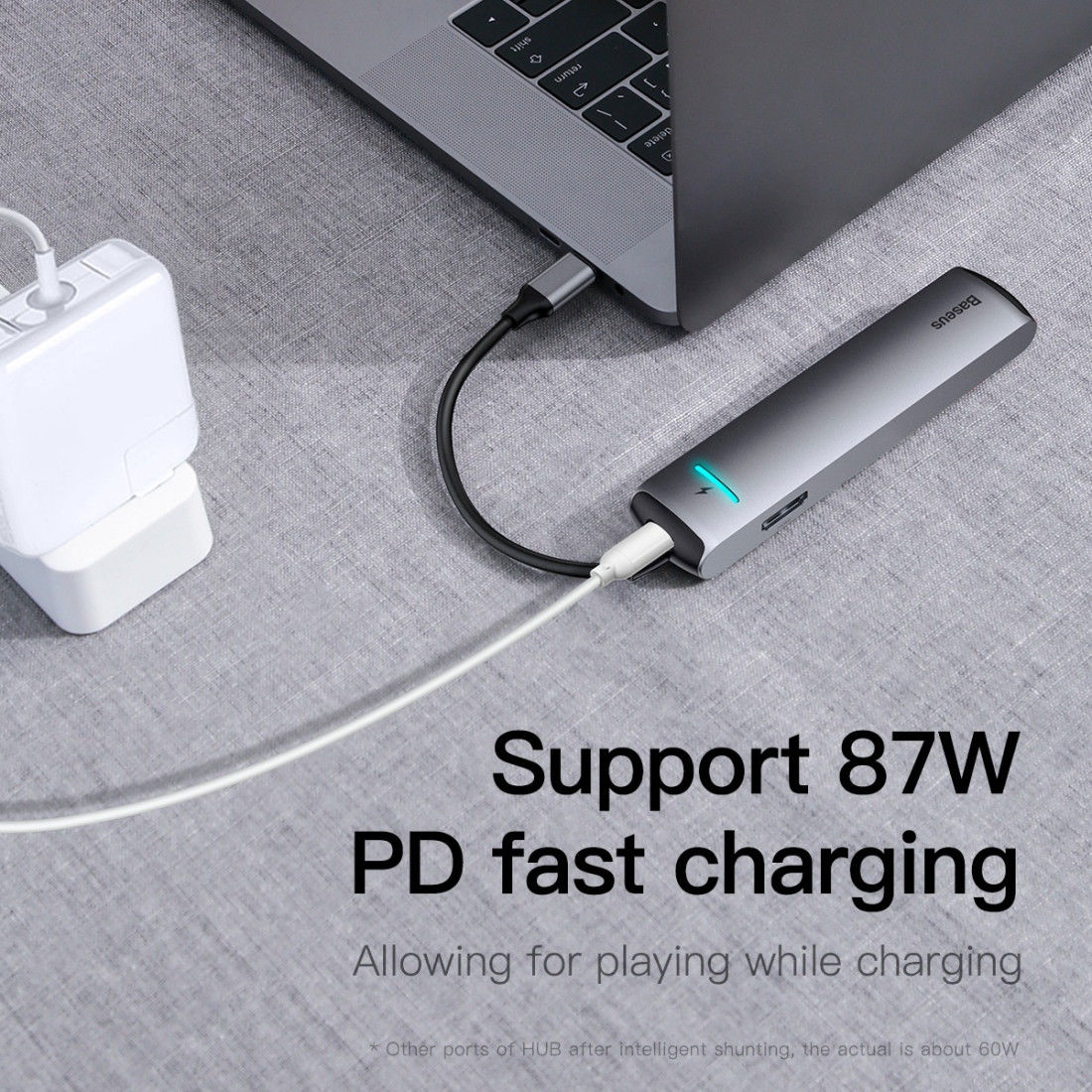 Baseus USB 3.0 / USB-C PD 87W / HDMI 4K / RJ45 LAN Laptop/Macbook Hub afbeelding 7