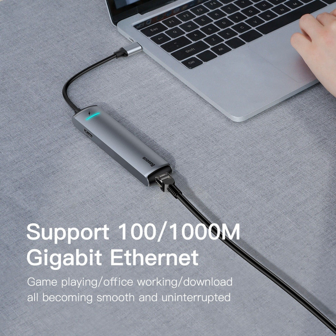 Baseus USB 3.0 / USB-C PD 87W / HDMI 4K / RJ45 LAN Laptop/Macbook Hub afbeelding 10