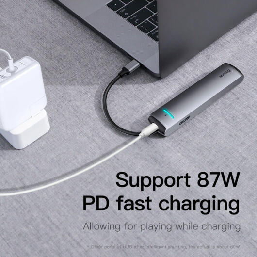Baseus USB 3.0 / USB-C PD 87W / HDMI 4K / RJ45 LAN Laptop/Macbook Hub afbeelding 7