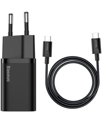 Baseus Super-Si Quick Charger 25W USB-C naar USB-C 1M Zwart Opladers