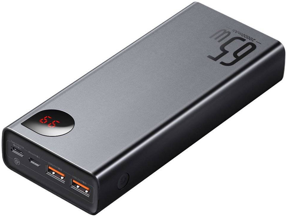 Baseus Adaman 65W PD Powerbank 20.000 mAh Fast Charge Zwart afbeelding 2