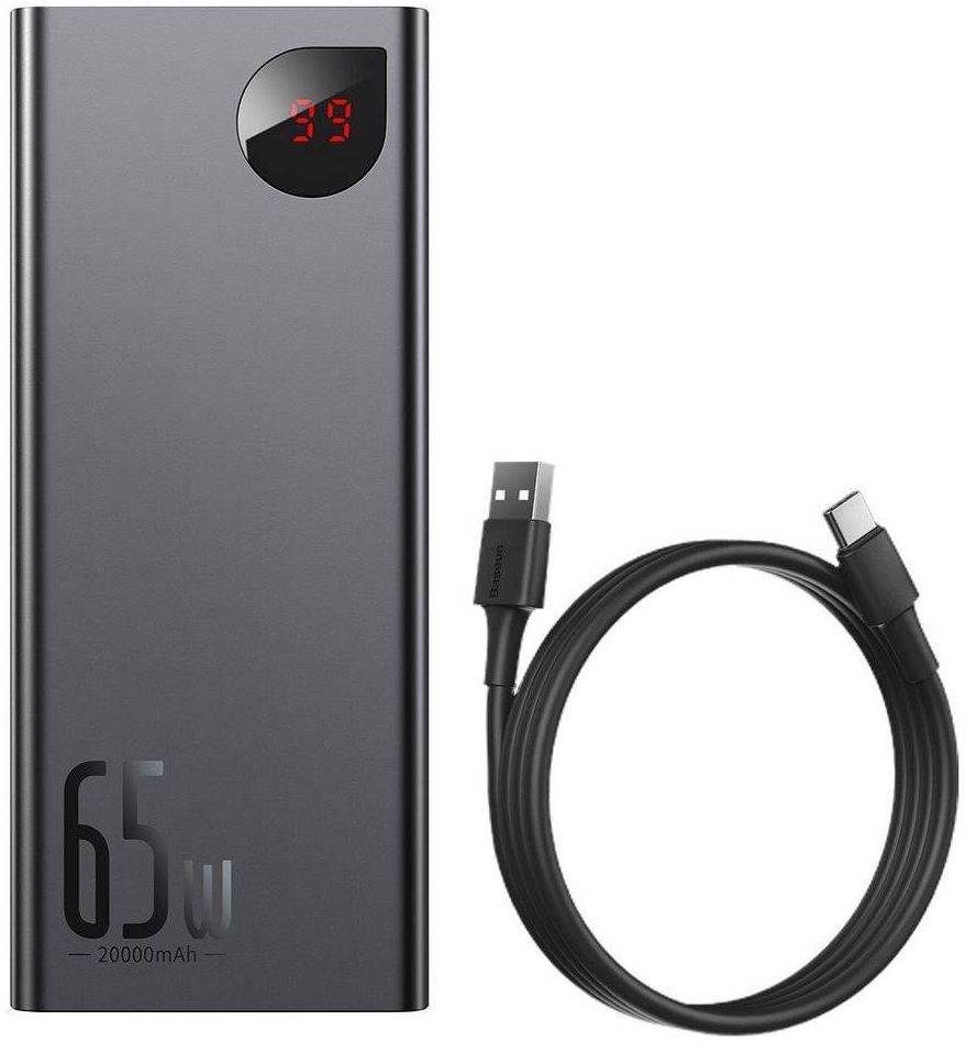 Baseus Adaman 65W PD Powerbank 20.000 mAh Fast Charge Zwart afbeelding 1