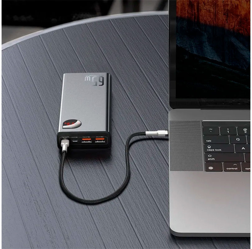 Baseus Adaman 65W PD Powerbank 20.000 mAh Fast Charge Zwart afbeelding 9
