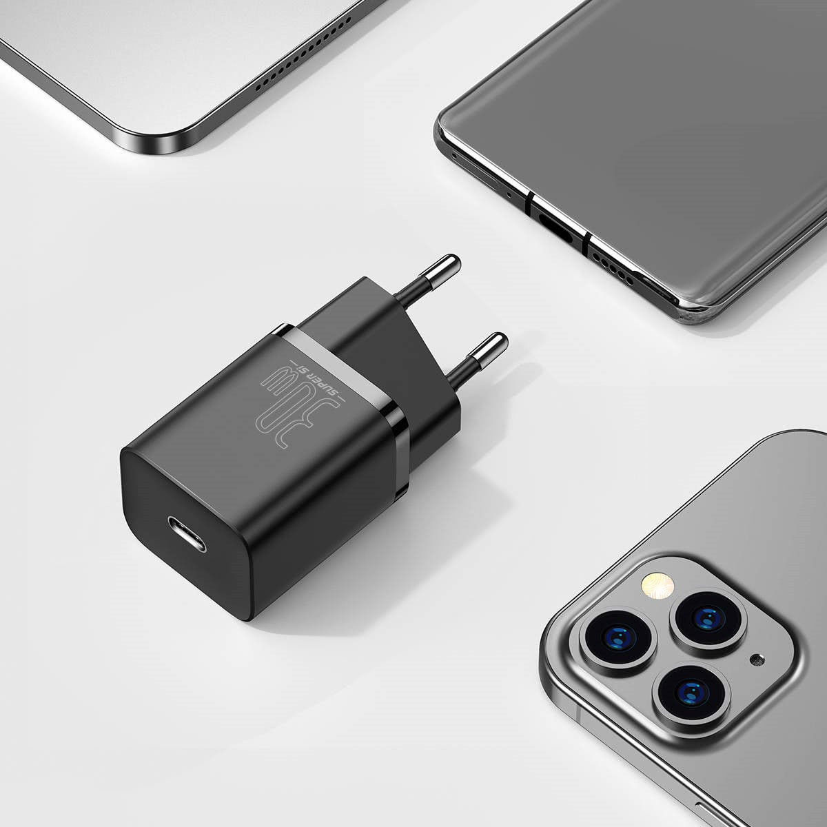 Baseus Super-Si Quick Charger USB-C Snellader 30W Power Delivery Zwart afbeelding 9