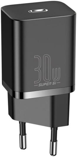 Baseus Super-Si Quick Charger USB-C Snellader 30W Power Delivery Zwart afbeelding 1