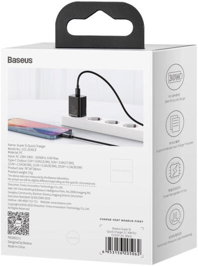 Baseus Super-Si Quick Charger USB-C Snellader 30W Power Delivery Zwart afbeelding 11