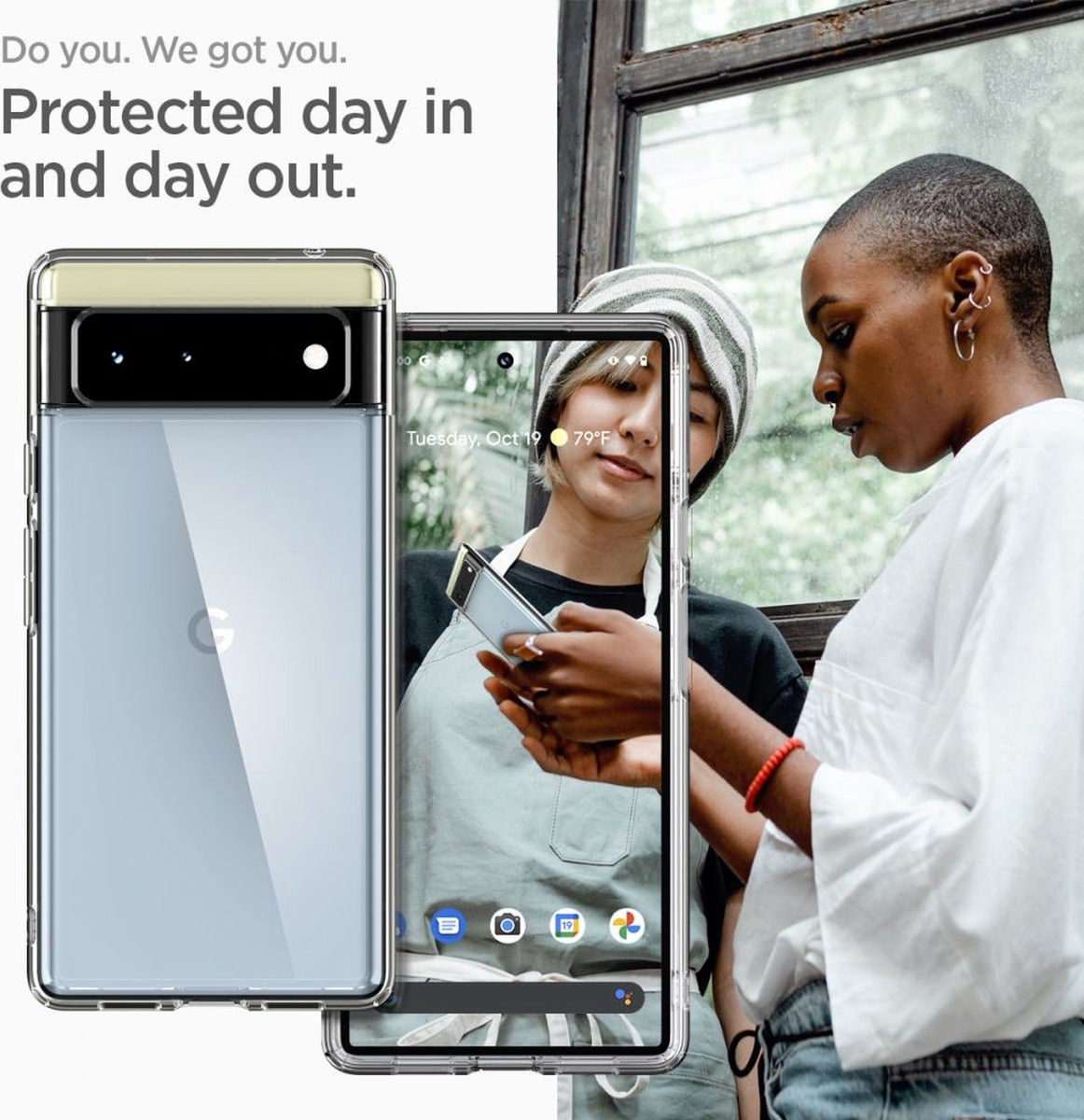 Spigen Ultra Hybrid Google Pixel 6 Hoesje Back Cover Transparant afbeelding 9