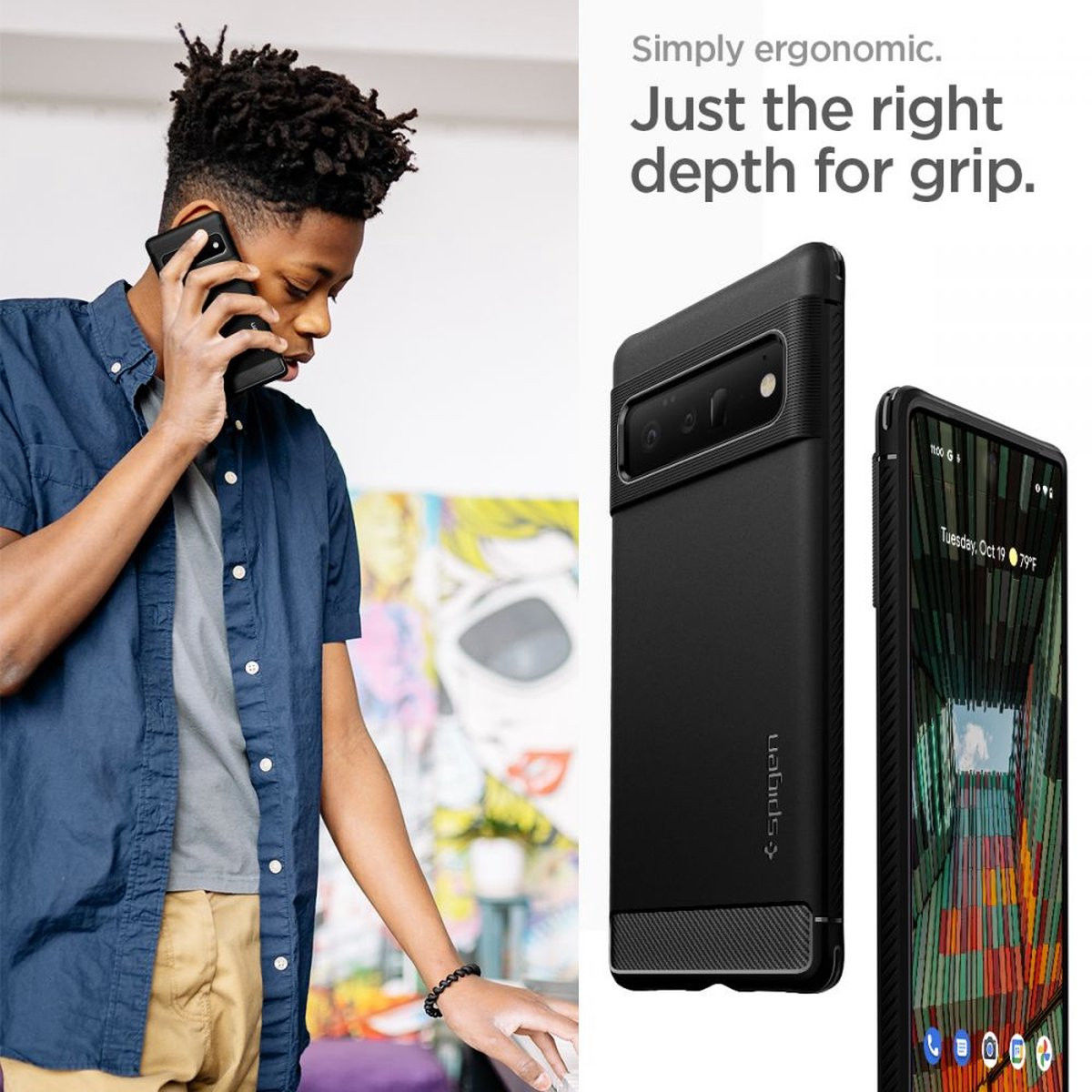 Spigen Rugged Armor Google Pixel 6 Pro Hoesje Zwart afbeelding 7