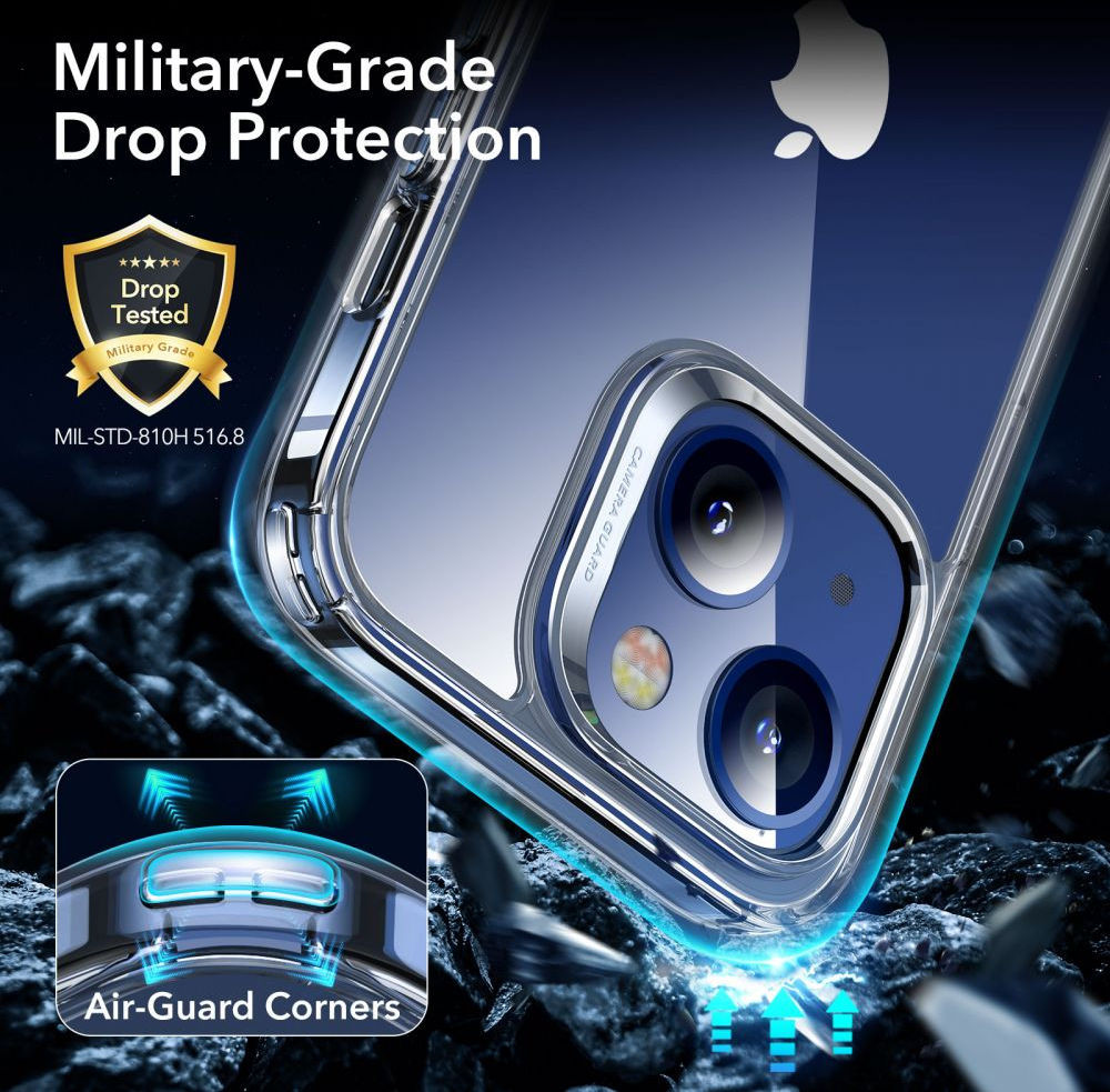 ESR Classic Hybrid Apple iPhone 13 Hoesje + Tempered Glass Transparant afbeelding 7