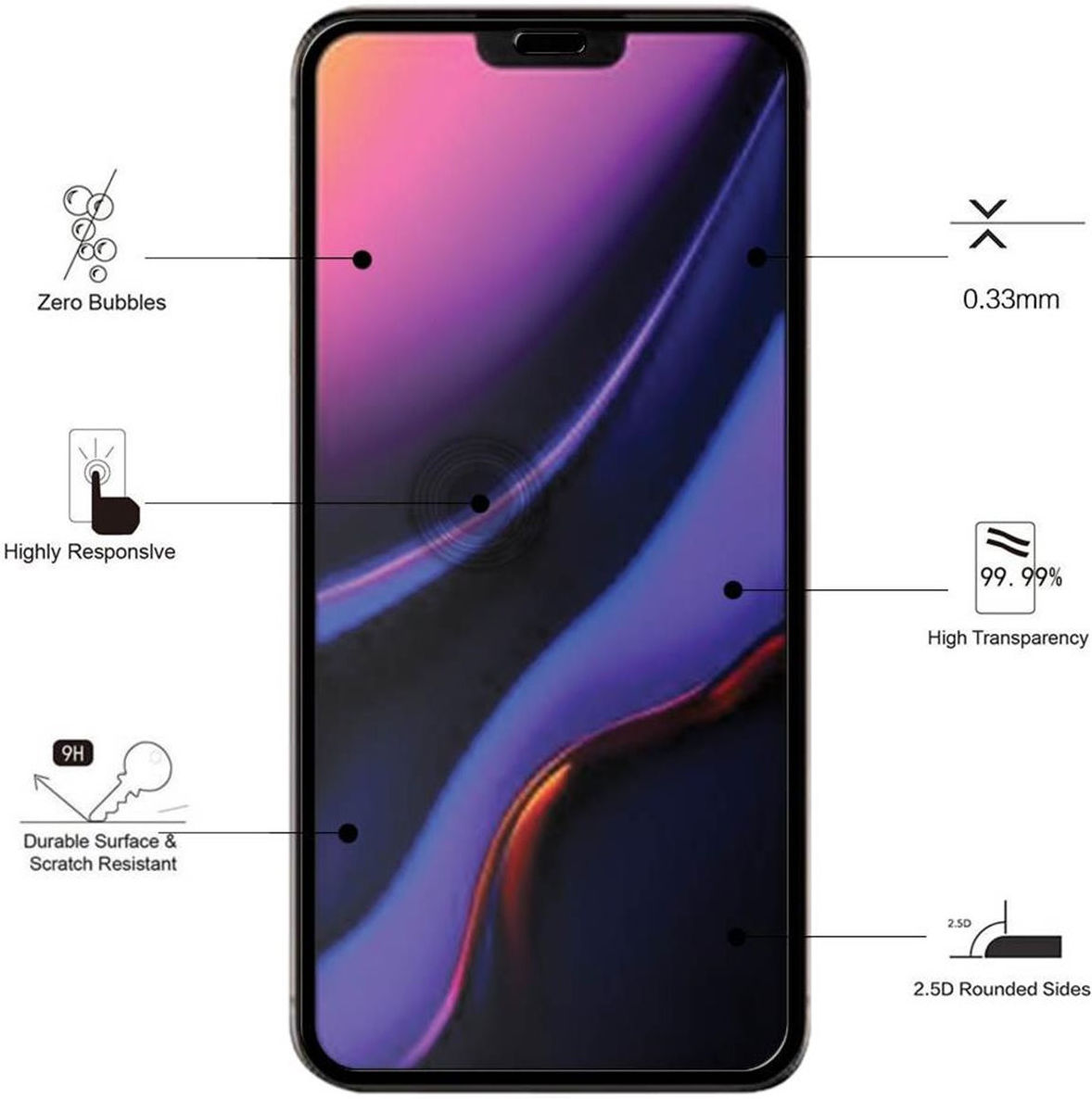 Eiger Apple iPhone 11 / XR Tempered Glass Case Friendly Gebogen afbeelding 2
