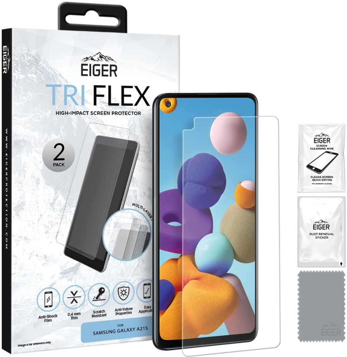 Eiger Samsung A21s Display Folie Screen Protector [2-Pack] afbeelding 1