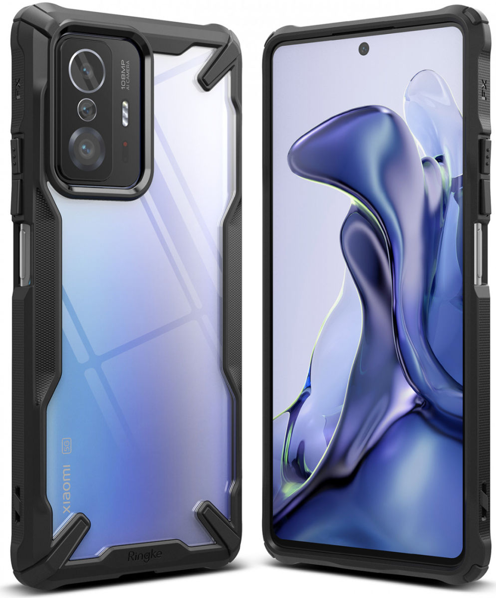 Ringke Fusion X Xiaomi 11T/11T Pro Hoesje Back Cover Transparant Zwart afbeelding 3