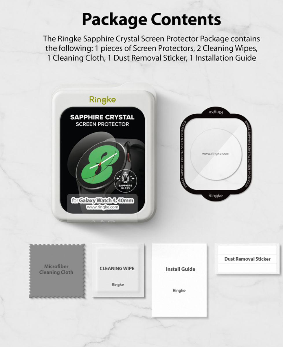 Ringke Sapphire - Glass Samsung Galaxy Watch 4 40MM Screen Protector afbeelding 14
