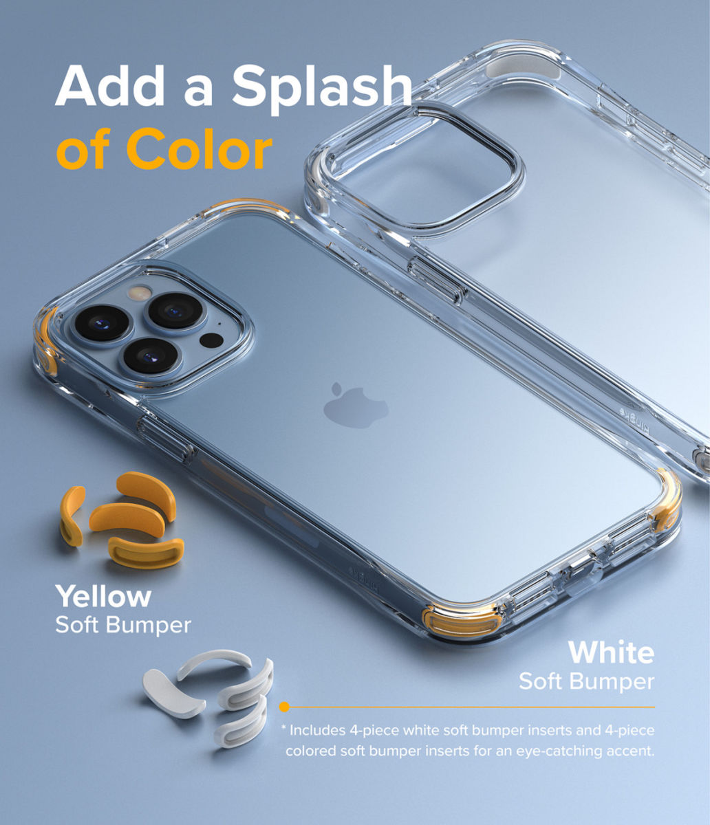 Ringke Fusion+ iPhone 13 Pro Max Hoesje Transparant + Bumper Geel/Wit afbeelding 2