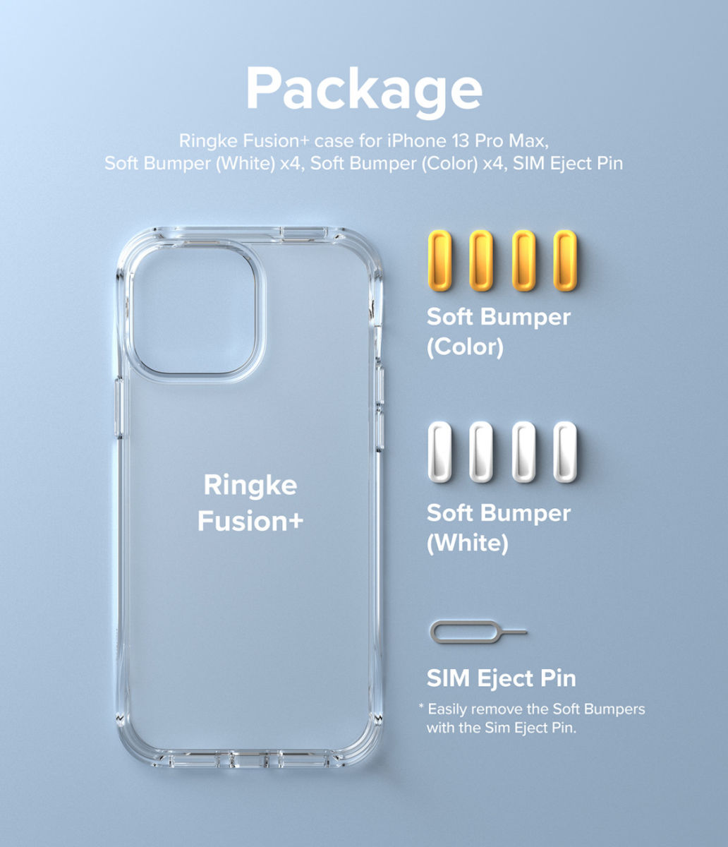 Ringke Fusion+ iPhone 13 Pro Max Hoesje Transparant + Bumper Wit/Zwart afbeelding 11