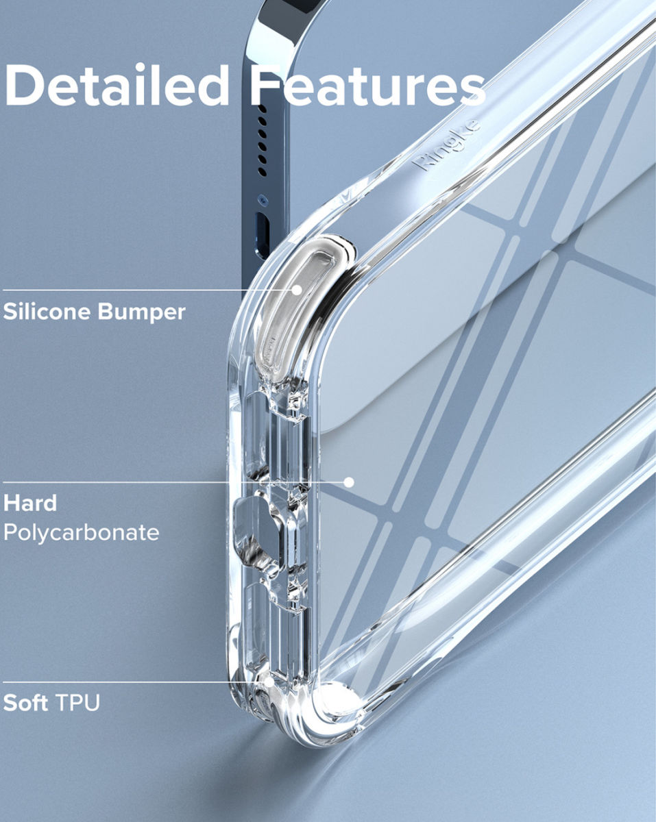 Ringke Fusion+ iPhone 13 Pro Max Hoesje Transparant + Bumper Wit/Zwart afbeelding 6