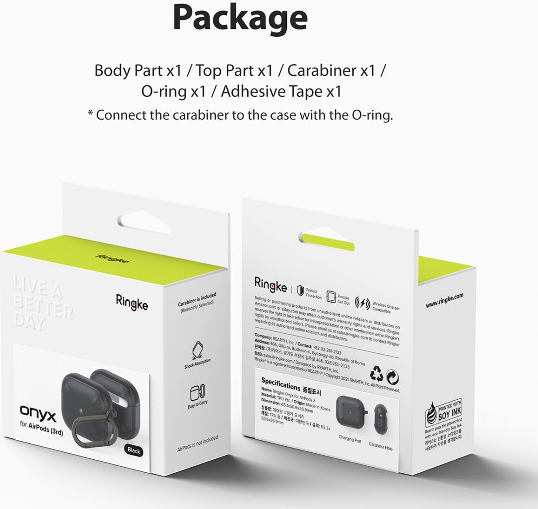 Ringke Onyx Apple AirPods 3 Hoesje Schokbestendig Flexibel TPU Zwart afbeelding 13